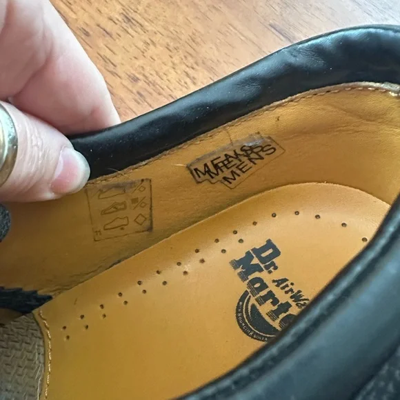 Dr. Martens Black Leather Oxfords with Yellow Stitching - Picture 6 of 7